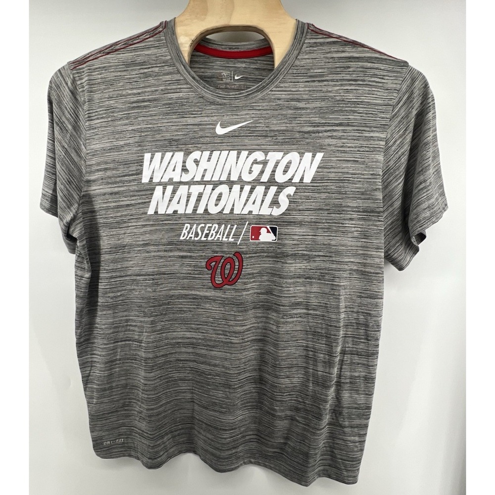Nike Dri Fit Washington Nationals T Shirt Mens XXL Short Sleeved Gray